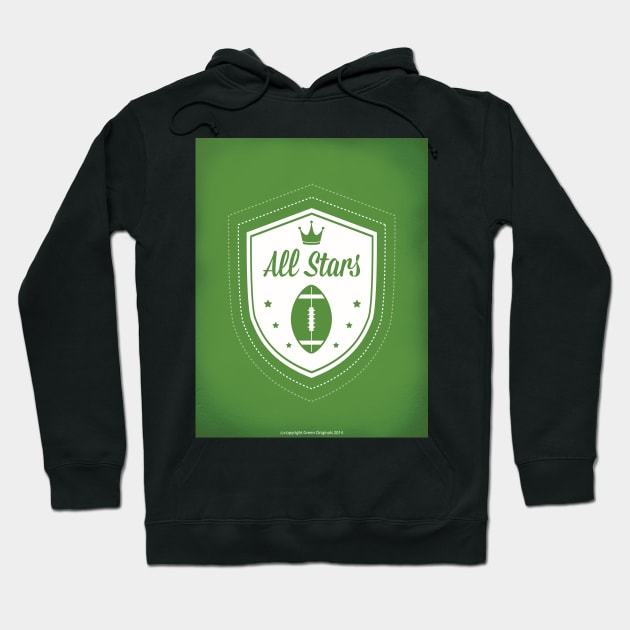 All Stars Football Art in Green Hoodie by greenoriginals